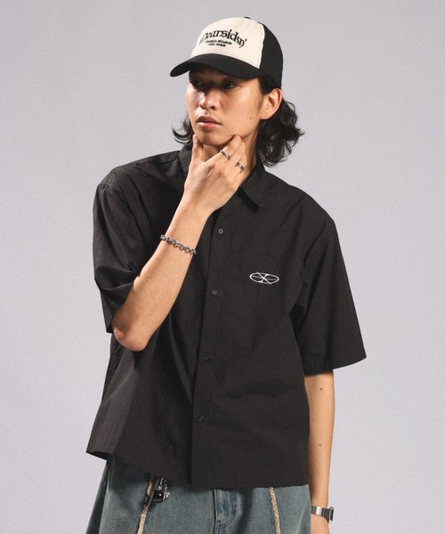 RAGEBLUE（レイジブルー）の「CIRCLE LOGO COMPACT SHIRTS/ワンポイントロゴコンパクトシャツ（シャツ/ブラウス・メンズ・ダークグレー/ブラック・LARGE/MEDIUM）」の7枚目の写真