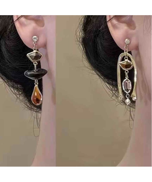 tone(トーン)の「【88eighty-eight】レトロアンティークストーン非対称ピアス【import】(MA)(ピアス(両耳用)・レディース・ゴールド・FREE)」の4枚目の写真