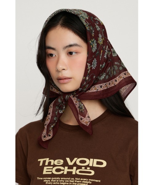 SLY(スライ)の「PERSIAN CARPET MOTIF SCARF ペルシアンカーペットモチーフスカーフ(バンダナ/スカーフ・レディース・バーガンディー/ブラック・FREE)」の16枚目の写真