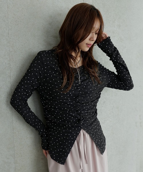AMUU. PRECIEUSE(アムープレシューズ)の「ドットシャーリングプルオーバー(Tシャツ/カットソー・レディース・オフホワイト/ブラック・FREE)」の9枚目の写真