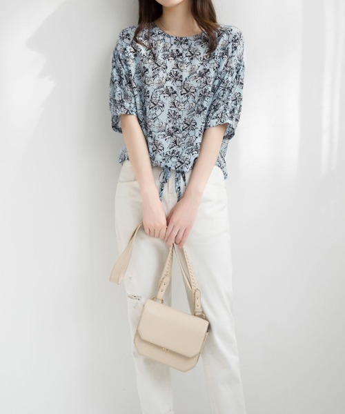 ONEP STAR（ワンピスター）の「花柄リボン付き半袖ブラウス（シャツ/ブラウス・レディース・ブルー・MEDIUM/LARGE/X-LARGE）」の8枚目の写真