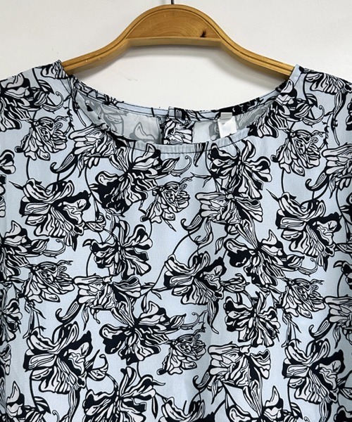 ONEP STAR（ワンピスター）の「花柄リボン付き半袖ブラウス（シャツ/ブラウス・レディース・ブルー・MEDIUM/LARGE/X-LARGE）」の9枚目の写真