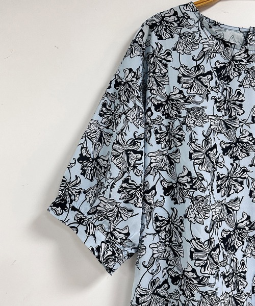 ONEP STAR（ワンピスター）の「花柄リボン付き半袖ブラウス（シャツ/ブラウス・レディース・ブルー・MEDIUM/LARGE/X-LARGE）」の10枚目の写真