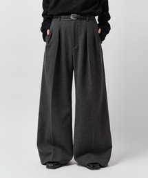 【Neucon】CLASSIC HEATHER WIDE-LEG SLACKS / クラシック2タックワイドレッグスラックスパンツ / セットアップ対応