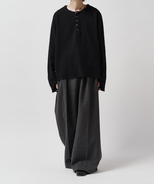 Lui's(ルイス)の「【Neucon】CLASSIC HEATHER WIDE-LEG SLACKS / クラシック2タックワイドレッグスラックスパンツ / セットアップ対応(スラックス・メンズ・ブラウン/チャコールグレー・1/2)」の12枚目の写真