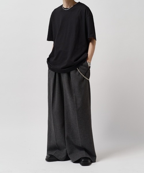 Lui's(ルイス)の「【Neucon】CLASSIC HEATHER WIDE-LEG SLACKS / クラシック2タックワイドレッグスラックスパンツ / セットアップ対応(スラックス・メンズ・ブラウン/チャコールグレー・1/2)」の22枚目の写真
