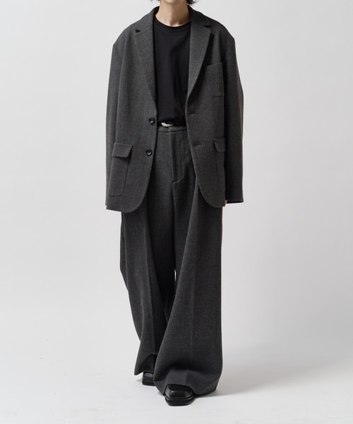 Lui's(ルイス)の「【Neucon】CLASSIC HEATHER WIDE-LEG SLACKS / クラシック2タックワイドレッグスラックスパンツ / セットアップ対応(スラックス・メンズ・ブラウン/チャコールグレー・1/2)」の15枚目の写真