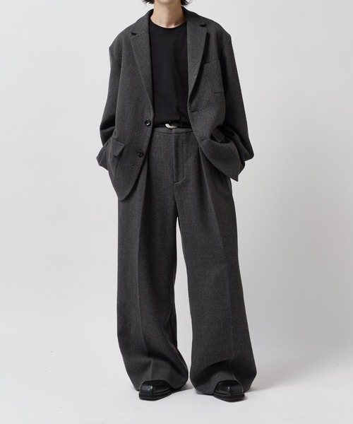 Lui's(ルイス)の「【Neucon】CLASSIC HEATHER WIDE-LEG SLACKS / クラシック2タックワイドレッグスラックスパンツ / セットアップ対応(スラックス・メンズ・ブラウン/チャコールグレー・1/2)」の14枚目の写真