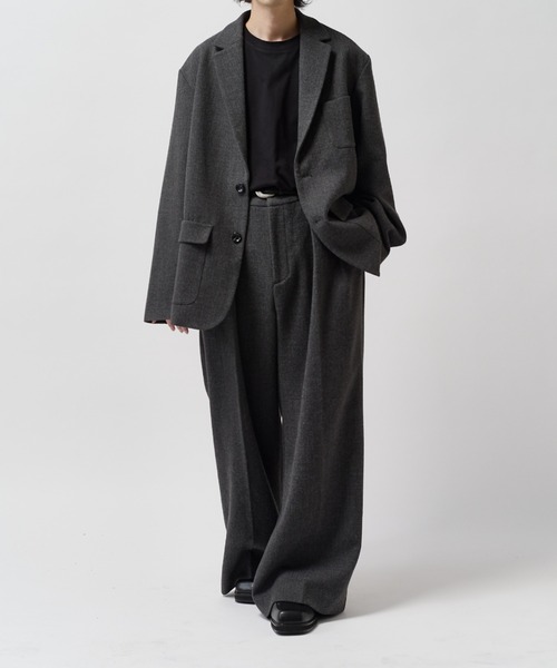 Lui's(ルイス)の「【Neucon】CLASSIC HEATHER WIDE-LEG SLACKS / クラシック2タックワイドレッグスラックスパンツ / セットアップ対応(スラックス・メンズ・ブラウン/チャコールグレー・1/2)」の20枚目の写真