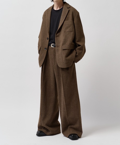 Lui's(ルイス)の「【Neucon】CLASSIC HEATHER WIDE-LEG SLACKS / クラシック2タックワイドレッグスラックスパンツ / セットアップ対応(スラックス・メンズ・ブラウン/チャコールグレー・1/2)」の3枚目の写真