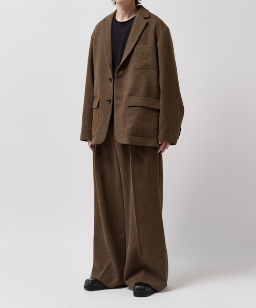 Lui's(ルイス)の「【Neucon】CLASSIC HEATHER WIDE-LEG SLACKS / クラシック2タックワイドレッグスラックスパンツ / セットアップ対応(スラックス・メンズ・ブラウン/チャコールグレー・1/2)」の18枚目の写真