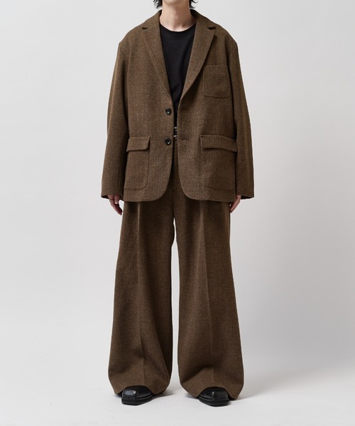 Lui's(ルイス)の「【Neucon】CLASSIC HEATHER WIDE-LEG SLACKS / クラシック2タックワイドレッグスラックスパンツ / セットアップ対応(スラックス・メンズ・ブラウン/チャコールグレー・1/2)」の17枚目の写真
