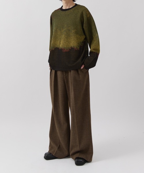 Lui's(ルイス)の「【Neucon】CLASSIC HEATHER WIDE-LEG SLACKS / クラシック2タックワイドレッグスラックスパンツ / セットアップ対応(スラックス・メンズ・ブラウン/チャコールグレー・1/2)」の11枚目の写真