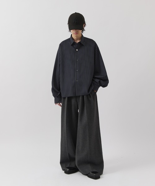 Lui's(ルイス)の「【Neucon】CLASSIC HEATHER WIDE-LEG SLACKS / クラシック2タックワイドレッグスラックスパンツ / セットアップ対応(スラックス・メンズ・ブラウン/チャコールグレー・1/2)」の6枚目の写真