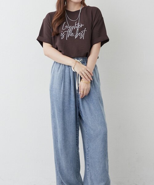 Remind me and forever(リマインドミーアンドフォーエバー)の「【Tシャツとブラウスの良いとこどり】アソート大人ブラウスT(Tシャツ/カットソー・レディース・ブラウン/オフホワイト/チャコールグレー/ブラック・FREE)」の6枚目の写真