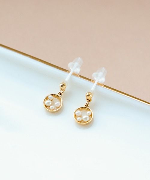 ピアス　No.4454 パールリングセラミックポストピアス（ピアス（両耳用））｜Three Four