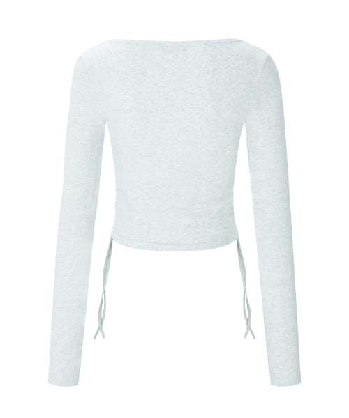 PLEASENOFOLLOW(プリーズノーフォロー)の「Mov Shirring Long Sleeve Top (White Melange)(Tシャツ/カットソー・レディース・その他・FREE)」の3枚目の写真