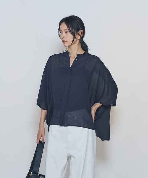 1er Arrondissement(プルミエアロンディスモン)の「スタンドカラーボイルシャツ(シャツ/ブラウス・レディース・ブラック系その他3/ブラウン系その他5・36/38)」の2枚目の写真