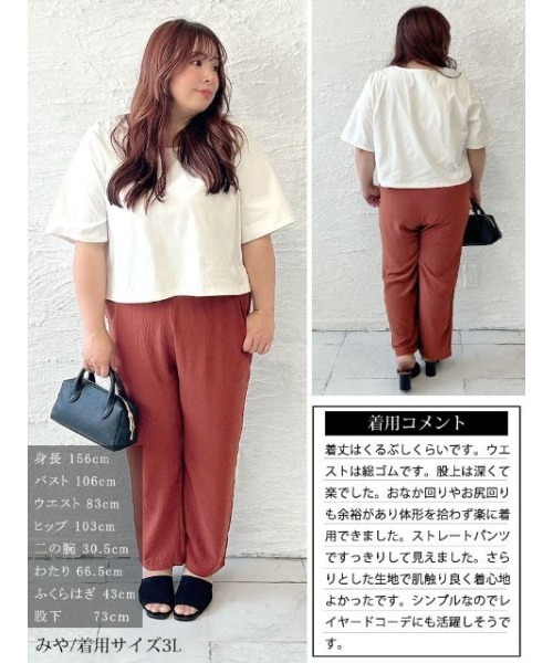 GOLDJAPAN(ゴールドジャパン)の「冷感ハイウエストストレートパンツ【大きいサイズ対応】(その他パンツ・レディース・ブラック/レンガ・LL/3L/4L/5L/7L/6L)」の16枚目の写真