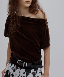 Ameri(�A����)��2WAY DRAPE VELOUR TOP(T�V���c/�J�b�g�\�[)