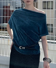 Ameri（アメリ）の「2WAY DRAPE VELOUR TOP（Tシャツ/カットソー）」