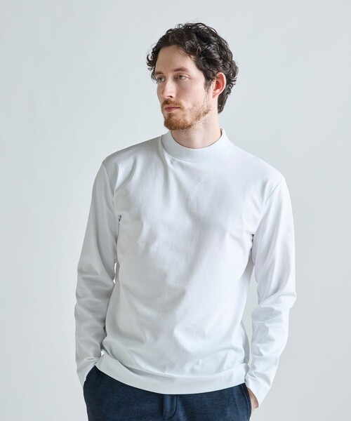 MEN'S BIGI（メンズビギ）の「アクティブテーラー シルケットスムース UネックロングTシャツ［シルケット加工/抗菌防臭/帯電防止］（Tシャツ/カットソー・メンズ・ホワイト/ブラック/グレー・01/05/04/03/02）」の20枚目の写真