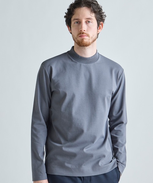 MEN'S BIGI（メンズビギ）の「アクティブテーラー シルケットスムース UネックロングTシャツ［シルケット加工/抗菌防臭/帯電防止］（Tシャツ/カットソー・メンズ・ホワイト/ブラック/グレー・01/05/04/03/02）」の3枚目の写真