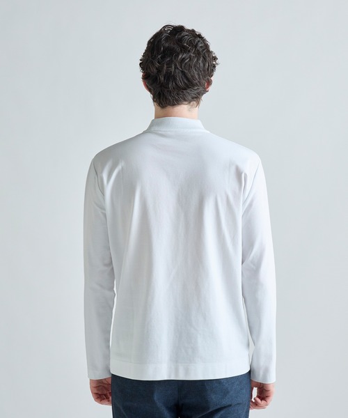 MEN'S BIGI（メンズビギ）の「アクティブテーラー シルケットスムース UネックロングTシャツ［シルケット加工/抗菌防臭/帯電防止］（Tシャツ/カットソー・メンズ・ホワイト/ブラック/グレー・01/05/04/03/02）」の5枚目の写真