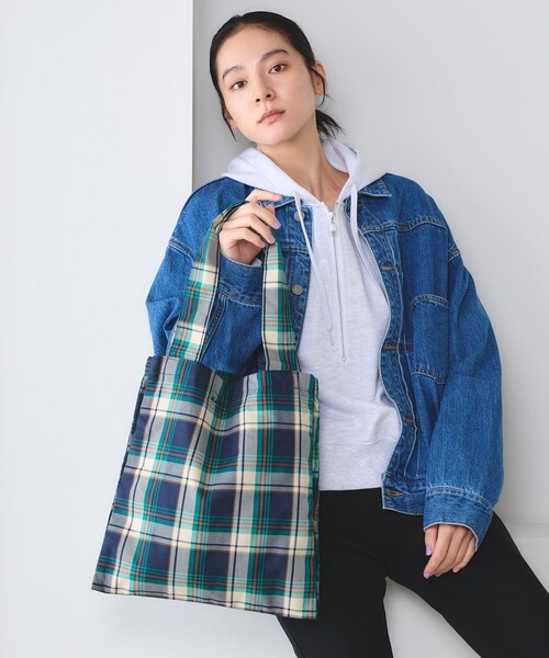 BEAUTY&YOUTH UNITED ARROWS(ビューティーアンドユースユナイテッドアローズ)の「チェック パッカブル トートバッグ(トートバッグ・レディース・ブラウン/レッド/ケリーグリーン・FREE)」の1枚目の写真
