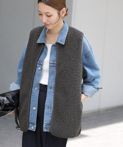 Champion(チャンピオン)の「《追加/新色》別注【Champion/チャンピオン】ボアフリースベスト(その他アウター・レディース・チャコールグレー/ブラウン・FREE)」の9枚目の写真