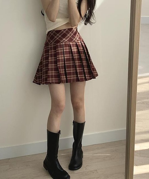 Girly Doll(ガーリードール)の「チェック柄プリーツミニスカート(スカート・レディース・レッド/ブラック・M/L)」の11枚目の写真