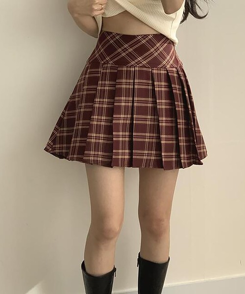 Girly Doll(ガーリードール)の「チェック柄プリーツミニスカート(スカート・レディース・レッド/ブラック・M/L)」の12枚目の写真