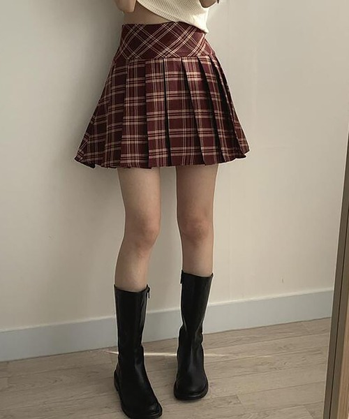 Girly Doll(ガーリードール)の「チェック柄プリーツミニスカート(スカート・レディース・レッド/ブラック・M/L)」の14枚目の写真