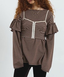 mag.by c（マグバイシー）の「mag.by c/FRILL STRIPE L/S TOP（Tシャツ/カットソー）」