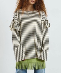 mag.by c（マグバイシー）の「mag.by c/FRILL STRIPE L/S TOP（Tシャツ/カットソー）」