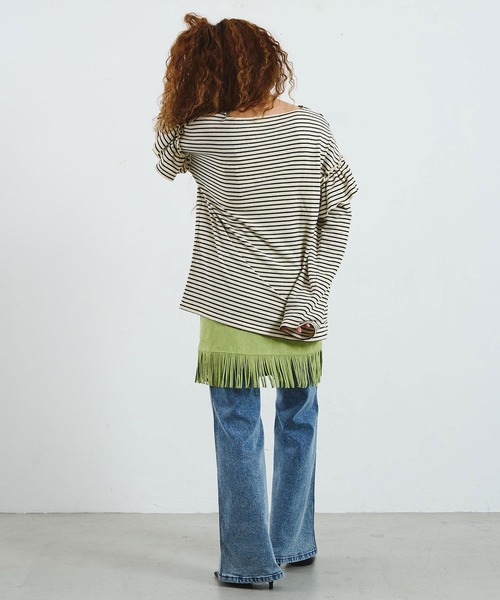 mag.by c(マグバイシー)の「mag.by c/FRILL STRIPE L/S TOP(Tシャツ/カットソー・レディース・オフホワイト/ブラウン・ONE SIZE)」の11枚目の写真