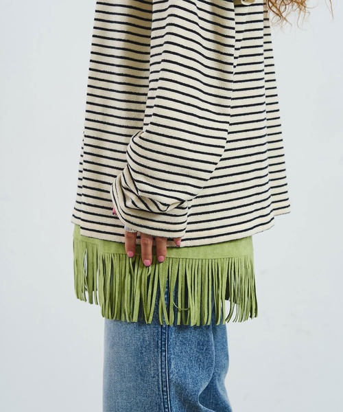 mag.by c(マグバイシー)の「mag.by c/FRILL STRIPE L/S TOP(Tシャツ/カットソー・レディース・オフホワイト/ブラウン・ONE SIZE)」の15枚目の写真