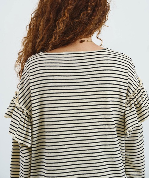 mag.by c(マグバイシー)の「mag.by c/FRILL STRIPE L/S TOP(Tシャツ/カットソー・レディース・オフホワイト/ブラウン・ONE SIZE)」の16枚目の写真
