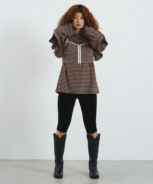 mag.by c(マグバイシー)の「mag.by c/FRILL STRIPE L/S TOP(Tシャツ/カットソー・レディース・オフホワイト/ブラウン・ONE SIZE)」の20枚目の写真