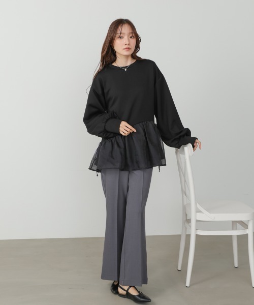 Bab(バブ)の「ペプラムオーガンジーポンチトップス(その他トップス・レディース・グレイッシュベージュ/ベージュ/ブラック/チャコールグレー・FREE)」の21枚目の写真