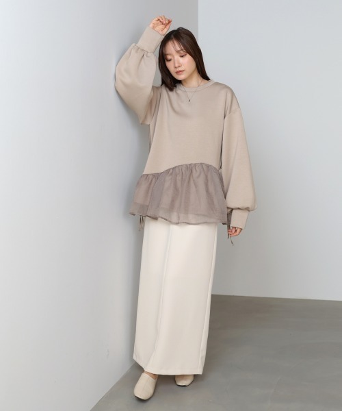 Bab(バブ)の「ペプラムオーガンジーポンチトップス(その他トップス・レディース・グレイッシュベージュ/ベージュ/ブラック/チャコールグレー・FREE)」の16枚目の写真