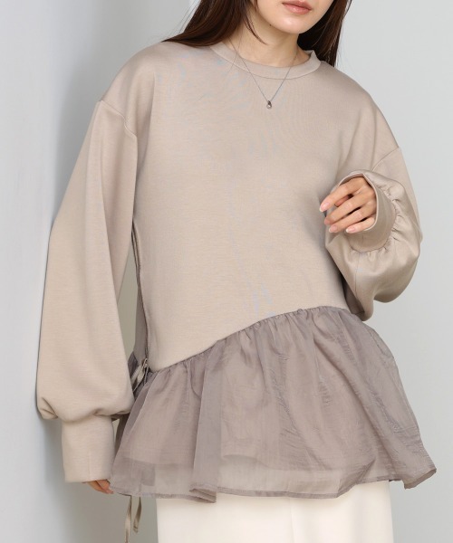 Bab(バブ)の「ペプラムオーガンジーポンチトップス(その他トップス・レディース・グレイッシュベージュ/ベージュ/ブラック/チャコールグレー・FREE)」の17枚目の写真