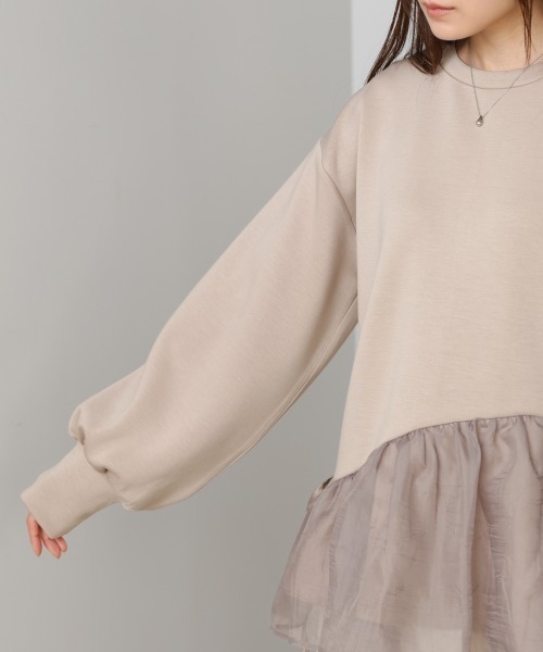Bab(バブ)の「ペプラムオーガンジーポンチトップス(その他トップス・レディース・グレイッシュベージュ/ベージュ/ブラック/チャコールグレー・FREE)」の12枚目の写真