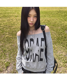 [WOMAN]9RAE STAR ワンショルダー スウェット_3color