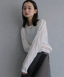 【&g'aime 】レースラインシアートップス Lace Line Sheer Top