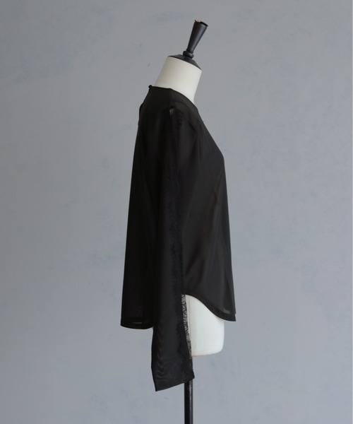 &g'aime(アンジェム)の「【&g'aime 】レースラインシアートップス Lace Line Sheer Top(シャツ/ブラウス・レディース・ブラック/ホワイト/ブラウン・FREE)」の17枚目の写真
