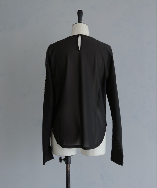 &g'aime(アンジェム)の「【&g'aime 】レースラインシアートップス Lace Line Sheer Top(シャツ/ブラウス・レディース・ブラック/ホワイト/ブラウン・FREE)」の18枚目の写真