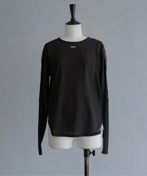 &g'aime(アンジェム)の「【&g'aime 】レースラインシアートップス Lace Line Sheer Top(シャツ/ブラウス・レディース・ブラック/ホワイト/ブラウン・FREE)」の16枚目の写真