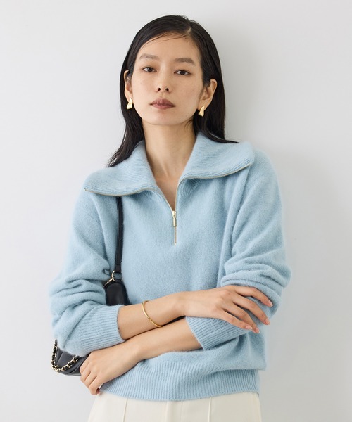 ROPE'（ロペ）の「フォックスカシミヤハーフジップニット（ニット/セーター・レディース・ベージュ/サックスブルー/ブラウン/ネイビー・38）」の4枚目の写真