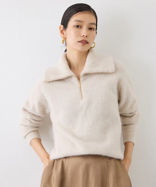 ROPE'（ロペ）の「フォックスカシミヤハーフジップニット（ニット/セーター・レディース・ベージュ/サックスブルー/ブラウン/ネイビー・38）」の6枚目の写真